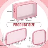 Weewooday 4 Pcs Mesh Makeup Bag Mesh Cosmetic Bag Travel Toiletry Pouch with Zipper Mini Makeup Cosmetic Purse for Daily Accessory (Pink,Small)(Small, Large, Medium,Pink)