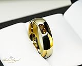 AndreAngel 18K Gold Melted Over Titanium Wedding Band Ring for Men. 6mm Width 5.7 GR Classic Domed Contoured Comfort fit, High-Polished Finish, and Vintage Design. Engagement and Anniversary. Size 8