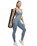 CHRLEISURE 3 Piece Workout Leggings Sets for Women, Gym Scrunch Butt Butt Lifting Seamless Leggings (Black, DGray, Blue, M)-1