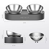 PETKIT Raised Dog Cat Food Bowl 304 Stainless Steel, Elevated Pet Food and Water Bowl Dishes, Elevated Cat Bowls, Non-Slip Tilted Cat Bowl No Spill