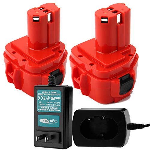 CREABEST 2Packs 12V 3.5Ah Ni-MH 1200 Battery Replacement for 192598-2 1220 1201 1222 1233 1234 1235 PA12 1235A 1235B 1235F, Include 1.2V-18V Ni-MH/Ni-CD Battery Charger