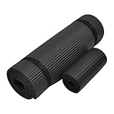 Fitvids All Purpose 1/2-Inch Extra Thick High Density Anti-Tear Exercise Yoga Mat and Knee Pad with Carrying Strap, Black