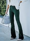 Sidefeel Women's Corduroy Flare Pants Elastic Waist Bell Bottom Trousers Medium Green