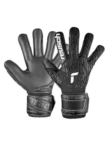Reusch Attrakt Freegel Unisex Goalkeeper Gloves, Soccer Goalie Gloves with Finger Support, Flexible, Breathable, Durable Grip, AirVent System, for Artificial Grass & Hard Surfaces, Adult Size 9 Black