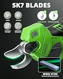 Cordless Electric Pruning Shears for Gardening, Brushless Electric Scissors & Pruners for Gardening w/ 2 21V Batteries, Display, Adjustable Mode for 1.4'', Tree Branch Cutter,Tree Trimming (LeafGreen)