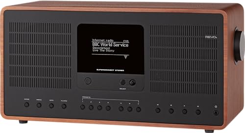 REVO SuperConnect Stereo Internet Radio/DAB+ Digital Radio 30 Watt, Stereo Radio, Internet, WLAN, DAB/DAB+/FM, Spotify, Amazon Music, Napster and More, Design Radio (Walnut/Black) (Walnut/Black)