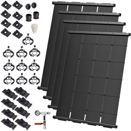 Industrial Grade Solar Pool Heater DIY Kit - Superior High-Wind Strapless Mounting System & Maximum Freeze Resistance (4-4'x7.5' / 120 Square Feet)