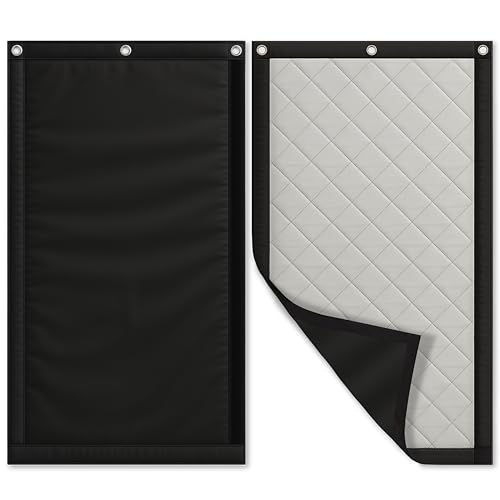 JaneTech Soundproof Blanket 70" x 40" – Heavy-Duty Sound Dampening Curtain with Grommets, Wall Hooks – Waterproof Sound Absorbing Curtains for Studio, Home, Office – 1 Pack, Black