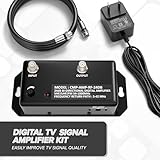 THE CIMPLE CO Antenna Amplifier, Digital TV Signal Booster, Adjustable Gain, 24 dB Distribution, NTSC, ATSC, FM, UHF, VHF, 1000 MHz, Includes RG6 Coaxial Cable