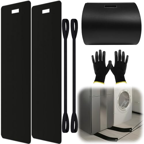2 Pcs Appliance Sliders for Kitchen Appliances, Plastic Appliance Mover with Pull Strap & Protective Glove, Furniture Moving Slides for Tile Floors and Hardwood Floors, Glides Easily - 48.4" x 7.9"