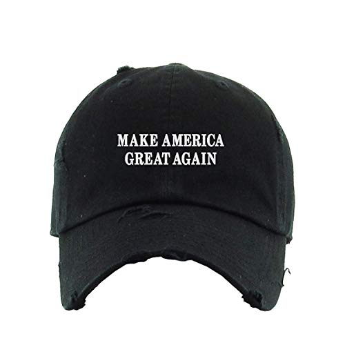 Make America Great Again Vintage Baseball Cap Embroidered Cotton Adjustable Distressed Dad Hat Black