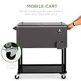 Best Choice Products 80-Quart Outdoor Steel Rolling Cooler Cart w/Ice Chest, Bottle Opener, Catch Tray, Drain Plug, Locking Wheels - Gray