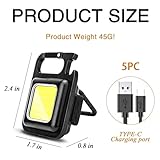 XGIDXFZ 5Pcs Cob Keychain Work Light Small Keychain Flashlights with Folding Bracket Bottle Opener Magnetic Base Small Emergency Light for Fishing Walking Camping