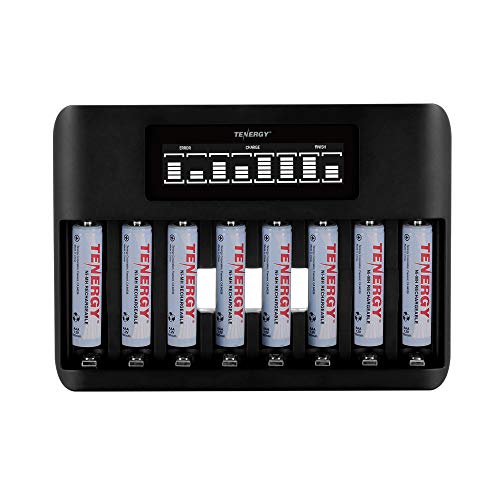 Tenergy TN480U 8-Bay LCD Display Fast Charger for NiMH/NiCD AA AAA Rechargeable Batteries with 8pcs 1000mah AAA Rechargeable Batteries