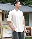 4 Pack Mens Oversized T Shirts Acid Wash T Shirt Loose Fit Vintage Washed Tee Shirt Short Sleeve Streetwear Casual T-Shirts(BKGYBGAG,l)