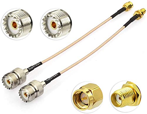 Superbat Coax UHF Female SO-239 to SMA Male/SMA Female Adapter Extension Cable RG316 12" for Baofeng CB Radio Handheld Walkie Talkie 2pcs