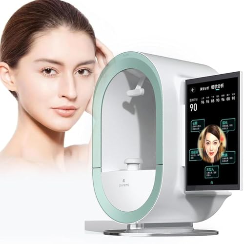 AI Professional Skin Analyzer High-Resolution Facial Detection Machine 3D Intelligent Face Skin Analyzer, Professional Dermatoscope Intelligent Moisture Analyzers Instrument,Green