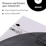 Hudson Hi-Fi 3 Layers HDPE Anti-Static 100 Vinyl Record Inner Sleeves - Durable Clear Disc Sleeves- Protect LP Albums from Dirt, Dust & Scratches - Acid-Free Rice Paper Interior Disc Covers