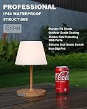 WEILAILUX Outdoor Battery Operated Table Lamp Waterproof, 4000mAh Cordless Rechargeable, Touch Dimmable Desk Lamp, LED Night Light for Patio Camping Restaurant Home, H9.6in, Wood Grain