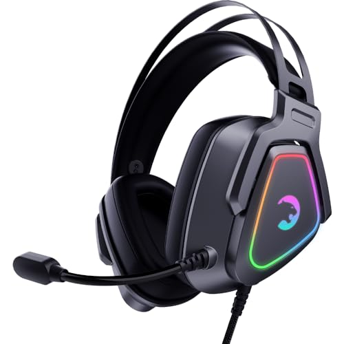 GAMEPOWER Kyruse PRO HiFi USB Gaming Headset - 7.1 Virtual Surround Sound, Wired RGB Led Headphones 53MM Drivers, Comfort Design, 360 Spatial Audio, Noise Cancelling Mic, Laptop, PC, Black