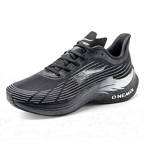 O-Resilio Carbon Plate Running Shoes for Men Women Lightweight Breathable Marathon Running Shoes Road Racing Shoe Speed Training Tech Black Size US Men 7.5/US Women 8.5