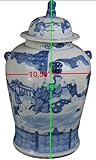 19" Antique Like Finish Blue and White Ginger Jars Porcelain Children Play Temple Ceramic Ginger Jar Vase, China Ming Style, Jingdezhen (L2)