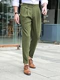 Floerns Men's Classic Fit Flat Front Dress Pants Office Business Trousers Olive Green M