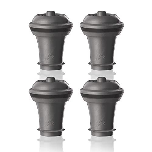 Vacu Vin Wine Saver Vacuum Stoppers – Set of 4 – Gray – Airtight Seal for Opened Bottles to Preserve Freshness Up to 10 Days – Food-Grade Rubber – Reusable & Dishwasher Safe