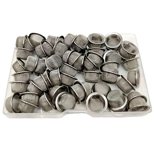 XHXMDL 60pcs 0.5 Inch Pipe Screens Premium Diameter 1/2 Inch Mesh Bowl Stainless Steel Metal Pipe Screens with Storage Box