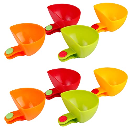 Guyuyii 8-Pack Chip and Dip Serving Set – Kids Snack Time Cups for Dipping Sauces, Parties, Picnics, Easy Cleanup – Colorful Clip-On Dip Bowls for Portion Control, Food Separation and On-the-Go Meals