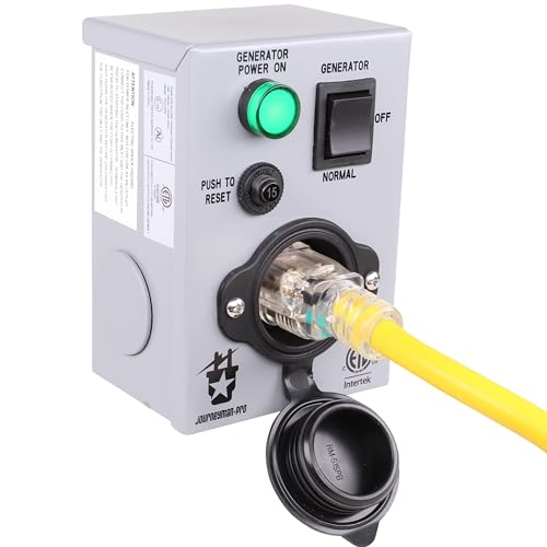 Journeyman Pro Generator Transfer Switch for Gas Furnace, Oil Heater, 1 Single Circuit 15A 110/120/125V Volt, 1875 Watt 15 Amp Circuit Breaker, Pre-Wired, Pre-Punched Outdoor Nema 3R ETL Listed