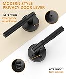 Asidrama 4 Pack Privacy Door Handles with Lock,Matte Black Door Handles Interior for Bedroom or Bathroom, Heavy Duty Black Door Levers, Reversible Keyless Turn Lock Interior Door Handle