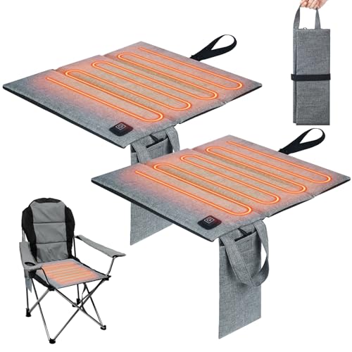 Rossesay 2 Pcs Portable Foldable Heated Seat Cushion Stadium Seat Heating Cushion Pad USB Z Waterproof 3 Mode Adjustable Heated Chair Pad for Indoor Outdoor Sports, Power Bank Not Included