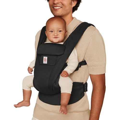 Ergobaby Omni Deluxe All Carry Positions Breathable Cotton Baby Carrier with Enhanced Lumbar Support and Lightweight Comfort, Newborn to Toddler, (Holds 7-45 lbs), Onyx Black