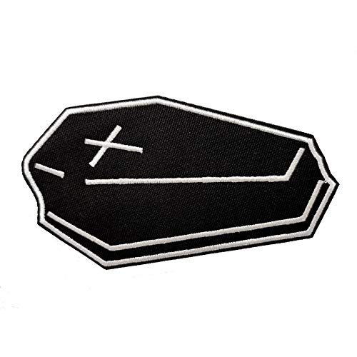 Cute-Patch Goth Death Gothic Casket Coffin Embroidered Iron on sew on Patch Badge Motorcyle Emblem