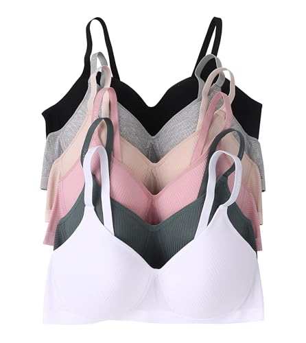 Women Bras 6 Pack of No Wire Free Bra B Cup C Cup (34C)