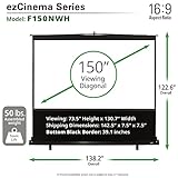 Elite Screens ezCinema Series, 150-INCH 16:9, Manual Pull Up Projector Screen, Movie Home Theater 8K / 4K Ultra HD 3D Ready, 2-YEAR WARRANTY, F150NWH