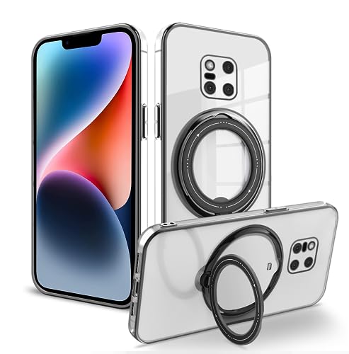 Wousunly Compatible with Huawei Mate 20 Pro Case with Magnetic Stand Clear,for Huawei Mate 20 Pro Phone Case Silicone Transparent Support Wireless Charging Shockproof Luxury Protective Cover (Black)