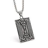 MayiaHey Skull King Poker Necklace for Men, Stainless Steel Gothic Skull Playing Card Necklace Heart Poker Necklace for Men