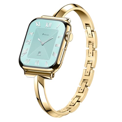 Missair Thin Band Compatible with Apple Watch 38mm 40mm 41mm 42mm 44mm 45mm 46mm 49mm for Women, Slim Bracelet Designer Dressy Stainless Steel Metal Strap for iWatch Series 10 9 8 7 6 5 4 3 SE Ultra