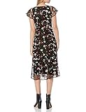 Sam Edelman Women's Short Sleeve Embroidered Mesh Midi Dress, Black Multi, 2