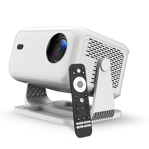 Netflix Officially 4K Smart Projector with WiFi and Bluetooth, AI Auto Focus 800 ANSI 1080P Native Portable Outdoor Indoor Home Video Projectors - White