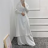 Women Muslim 2 Set Solid Color Plus Long Sleeve Thobe One-size Longuette Overall Abaya Thobe with Hoodied Hijab