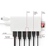 Twelve South StayGo | USB-C Hub for Type C MacBooks, iMac M1, Laptops and iPad Pro with Included 1 Meter Desktop Cable + stowable Travel Cable for Home, Office & Travel (White)