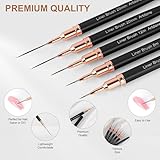 Artdone Metallic Nail Art Pens, Liner Brushes Set, 5PCS Black Color Nail Tools For Long Lines, Thin Details, Fine Drawing, Liner Brush UV Gel Polish Painting Nail Design Sizes 5/8/12/20/25mm