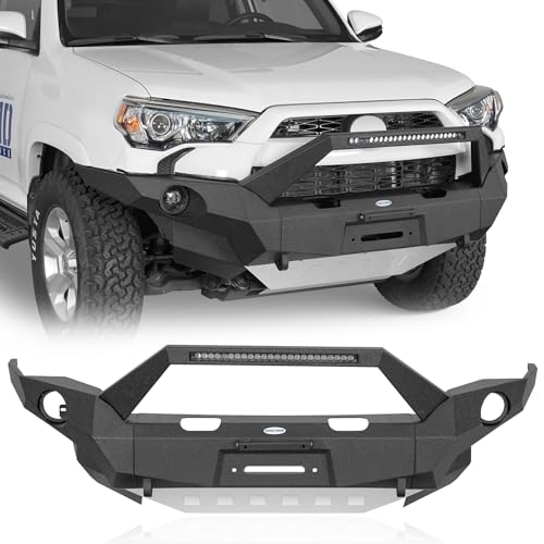 Hooke Road Discovery Front Bumper for 2014-2024 Toyota 4Runner 5th Gen, Full Width Off-Road Bumper with Winch Plate, Skid Plate & D-Ring Mounts