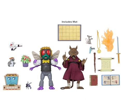 NECA Collectible 2-Pack Teenage Mutant Ninja Turtle Cartoon 7" Scale Action Figures- Splinter and Baxter