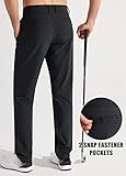 Libin Mens Golf Pants Classic Fit Stretch Work Dress Pants 32" Quick Dry Lightweight Business Casual Trousers Comfort Water Resistant, Black, 34W x 32L