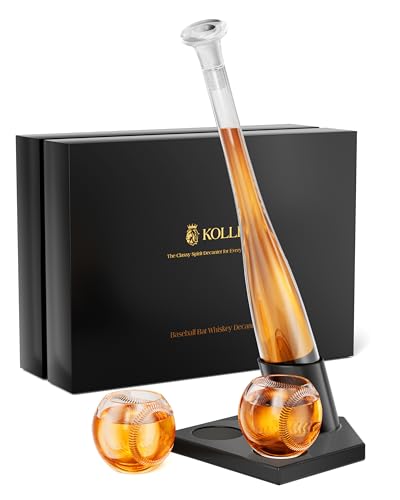 Baseball Gifts for Men, Kollea Whiskey Decanter Sets for Men, 20Oz Baseball Bat Decanter Set with 2 Glasses, Unique Birthday Gift for Dad Him Brother Guys Boyfriend Coach, for Liquor Tequila