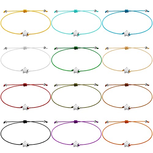 24 Pcs Star Friendship Bracelets That Fall off Adjustable String Wish Bracelets Back to School Christmas Jewelry Gifts for Women Girls Friendship